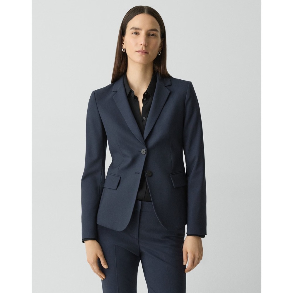 Theory Carissa Traceable Wool Blazer Navy Blue Size 6 I0301199 Tailored Jacket